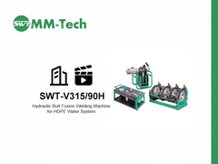 Демонстрация работы сварочного аппарата для стыковой сварки пластиковых полиэтиленовых труб диаметром 350 мм для систем водоснабжения