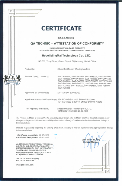 Китай Hebei Mingmai Technology Co.,Ltd Сертификаты