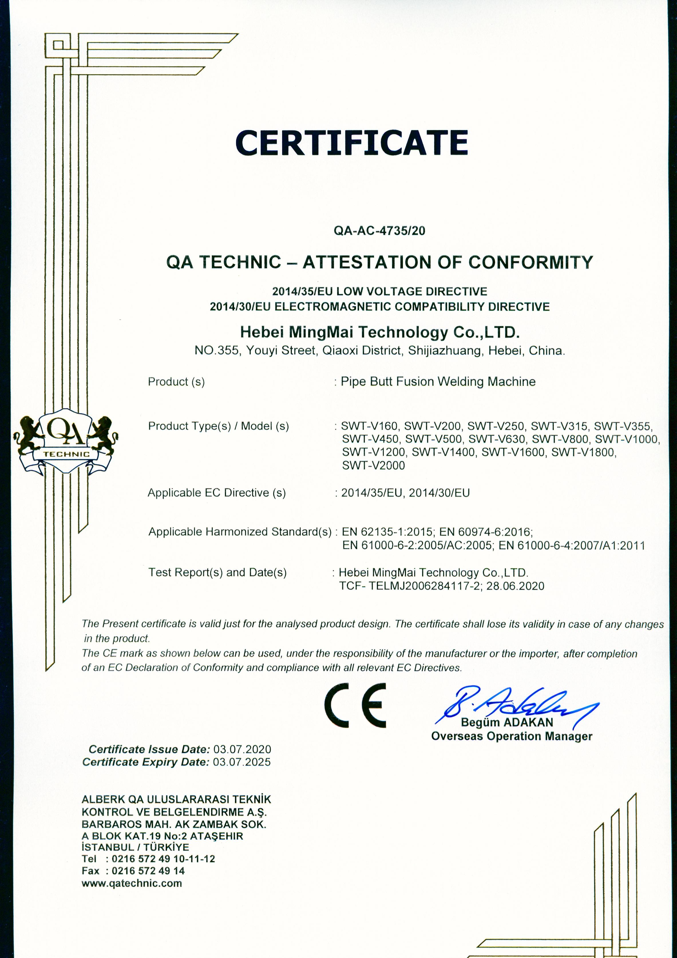 Китай Hebei Mingmai Technology Co.,Ltd Сертификаты